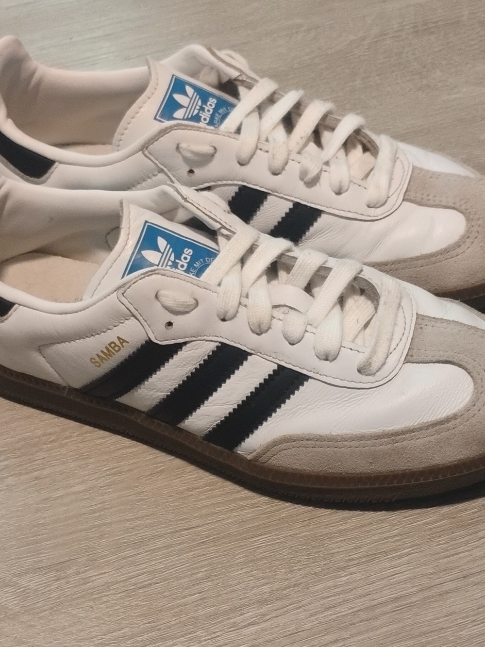 adidas Samba White & Black Leather Sneakers Women's Size 7.5